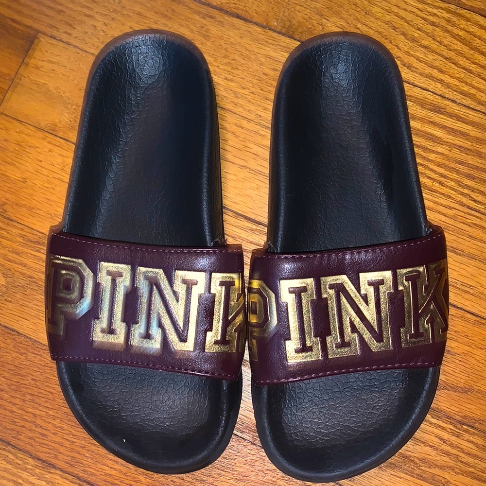 Maroon & Gold Pink Slides